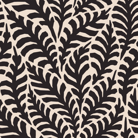 Geometric Tropical Leaf Seamless Pattern. Vector Abstract Floral Print in Trendy Boho Collage Style. Botanic Backgroundのイラスト素材