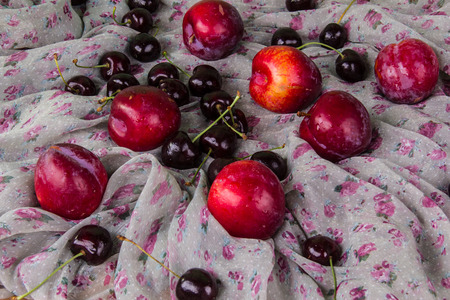 Healthy lifestyle concept with fresh cherryes.の写真素材