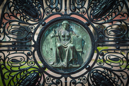 Alloy gates of the Peace Palace  in The Hague. Justiceのeditorial素材