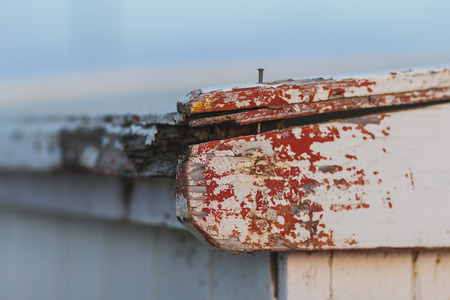 Old ancient shed on the beach, detailの写真素材