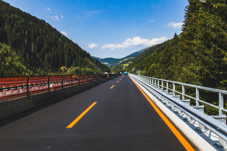 repair of the highway in the Alps,  motorway perspective view