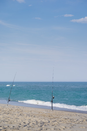 fishing by the seaの写真素材