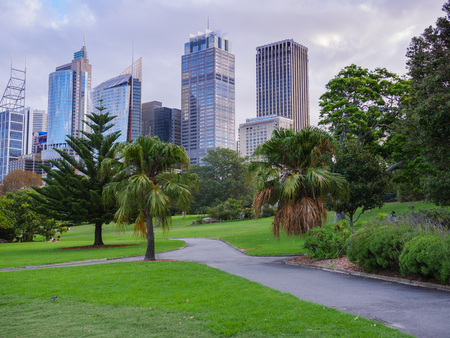 April 1st, 2018, Sydney, Australia - Royal Botanic garden landscape on a weekendのeditorial素材