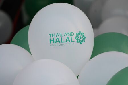 3rd Muslim Thai Fair 2017 held in Plaza street Huamark indoor stadium showcased various local products and services from clothing, food, beverages and different private companies.のeditorial素材