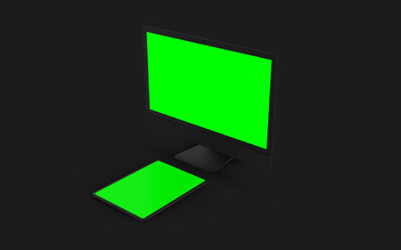 Desktop and Tablet Mockupの写真素材