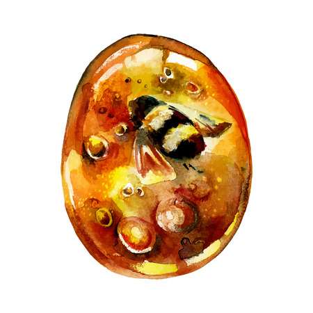 Watercolor Amber. Semiprecious crystal. illustrationのイラスト素材