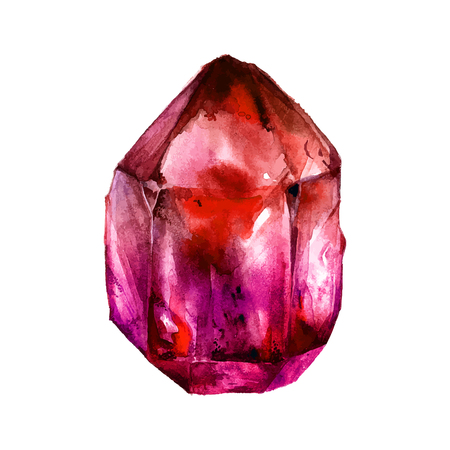 Watercolor Tourmaline. Semiprecious crystal. illustrationのイラスト素材