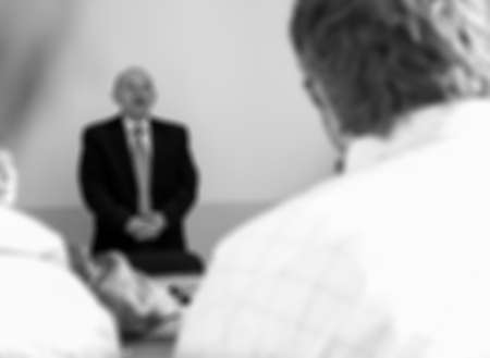 blur speaker and audience in classroomの写真素材