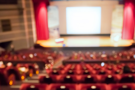 blur row of red auditorium  or theater seat and stageの写真素材