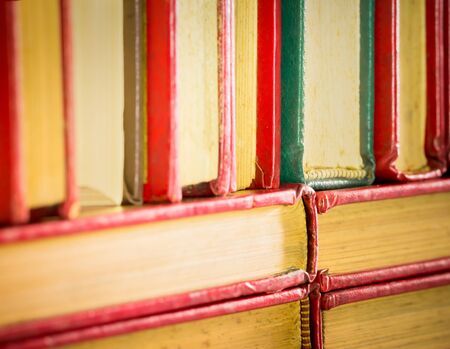 closed up pile of old book background-2の写真素材