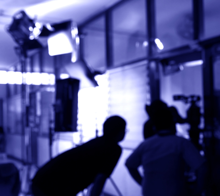 blurred silhouette cameraman with   staff  in actingの写真素材