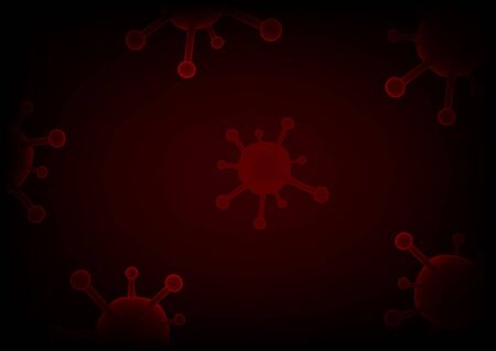 Corona virus vector in red color on black background. COVID-19 is an infectious disease caused by a...
