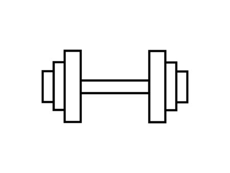 Object: dumbbell isolated on white background, sport equipment geometric vector background for textile print, page fill. Tiling textures with thin line black and white icon set.のイラスト素材