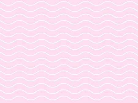 Seamless geometric minimalist white stripe wave line pattern in horizontal thick lines on soft pink background, repeating abstract background, smooth zig zag lines textile, like waves in the ocean.のイラスト素材