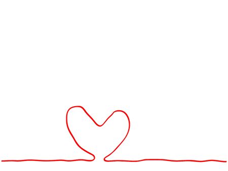 Continuous line hand drawing red heart sign element using for card, presentation background and Valentine concept.のイラスト素材