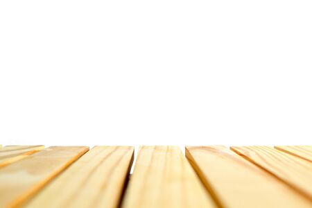 Clear white  montage with wood table top suitable for product displayの写真素材