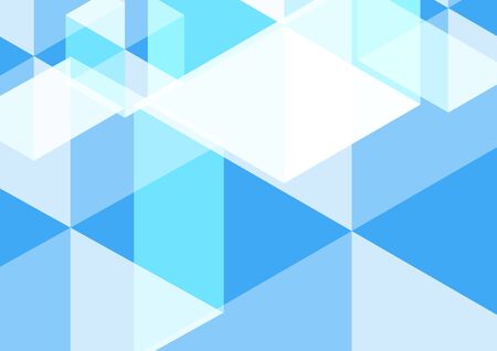 Geometric abstract hexagon perspective background in white and blue. Using for structure molecule, digital futuristic minimalism, big data visualization, technology, and science pattern template.のイラスト素材