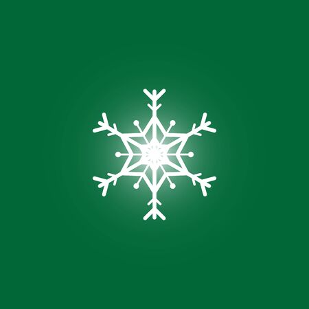 White snowflake isolated on green background, Collection of winter graphic elements using for Happy new year, Christmas design, card, poster.のイラスト素材