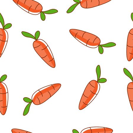 Carrot seamless pattern isolated on white background using for fresh food or vegetable background concept, repeating background.のイラスト素材