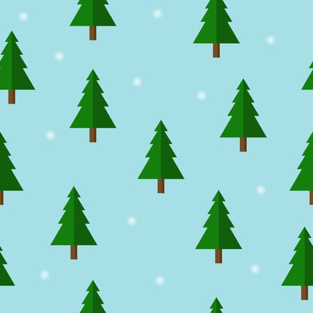 Seamless pattern of Christmas trees and snowflake on blue background using for postcards, greeting, advertisement, cover, gift packaging, web design template, Winter holidays repeating design concept.のイラスト素材