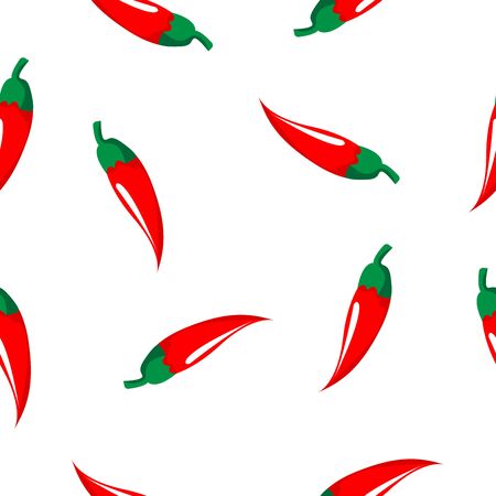Seamless pattern of hand drawing red chilli pepper using for wallpaper,printing on fabric, paper, scrapbooking, repeating hot spice background concept.のイラスト素材