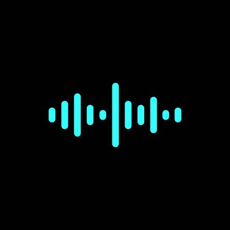 Sound waves oscillating glow light in blue tone on black background, Technology digital splash or explosion concept, Neon sound waves in music production.のイラスト素材