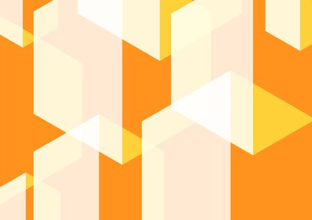 Geometric abstract hexagon perspective background in white and orange. Using for structure molecule, digital futuristic minimalism, big data visualization, technology, and science pattern template.のイラスト素材