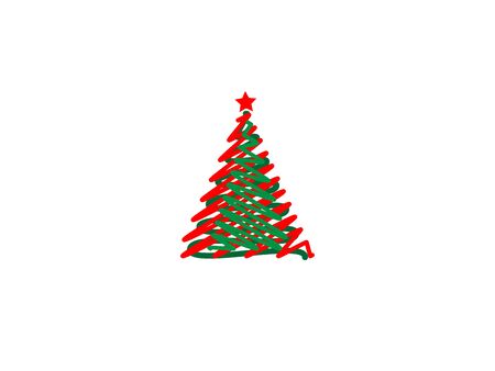 Flat vector illustration icon of Christmas trees scribble set isolated on white background using for Christmas decoration concept.のイラスト素材