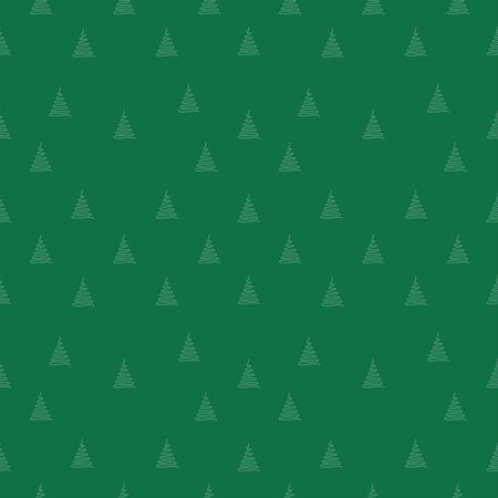 Seamless Christmas trees scribble pattern isolated on green background using for Christmas decoration concept, card, paper printing and cover page.のイラスト素材