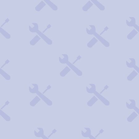 Seamless pattern of screwdriver and wrench sign on light blue background. Repeating backdrop using for maintenance technical site caution, notice under construction symbol and alert attention banner.のイラスト素材