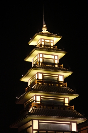 a pagoda taken in china during nightの素材