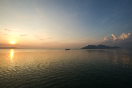 Sunrise at from Penang bridgeの写真素材