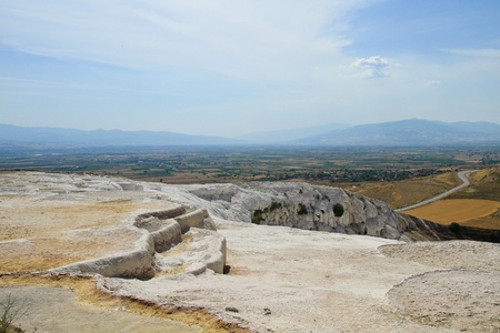 Travertine pools and terraces, Pamukalle, Turkey.の写真素材