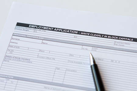 Employment application form on whiteの写真素材