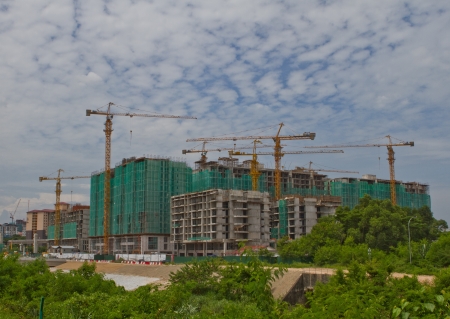 Concrete Highrise Construction Site in the cityの写真素材