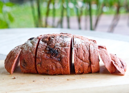 Red yeast rise raisin walnut breadの写真素材