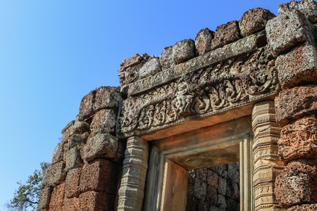 Sculpture or carvings on ancient templeの写真素材