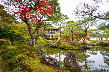 Ginkaku-ji Silver Pavilion during the autumn season in Kyoto, Japan.のeditorial素材
