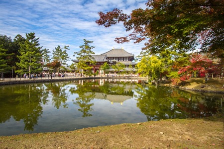 E-Exterior of Todaiji, the world's largest wooden building and a UNESCO World Heritage Site in Nara, Japan. Taken In Nov 2015のeditorial素材
