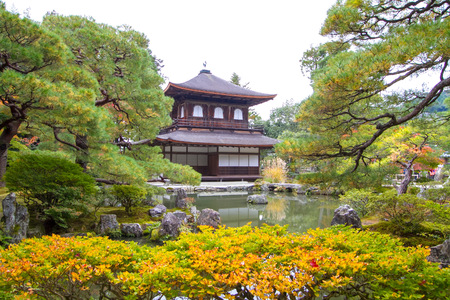Ginkaku-ji Silver Pavilion during the autumn season in Kyoto, Japan.のeditorial素材
