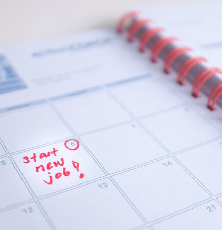 Put into calendar a reminder to start new jobの写真素材