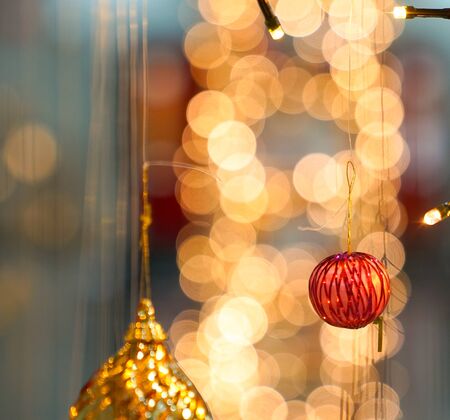 Christmas background - baubles, balls, ornaments, sparkles and light