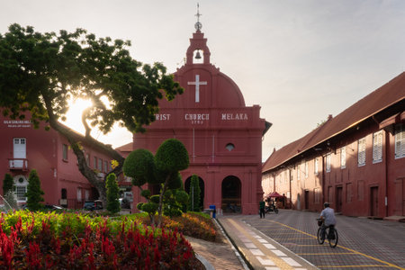 MELAKA, MALAYSIA - June 12, 2022: Christ Church on Dutch Square in Melaka. Melaka is a designated UNESCO world heritage site.のeditorial素材