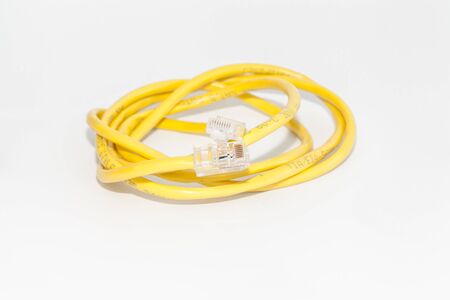 LAN yellow on a white backgroundの写真素材