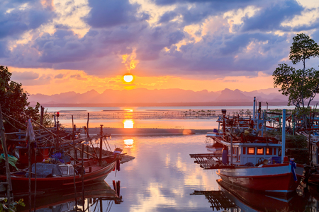Chumphon Thailand - March 18, 2018 : Fishermen village in Thailand its authentic local place with old traditions.のeditorial素材