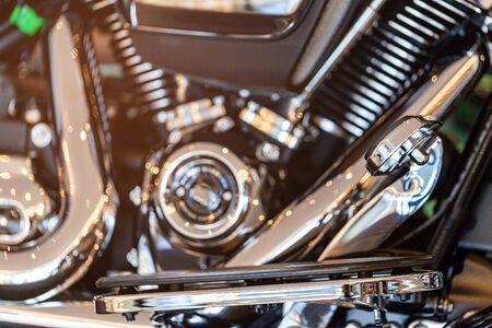 motorcycle and details. Glossy metal