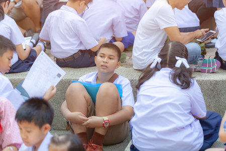 Rayong, Thailand, 08/05/2019,Morning assembly at High school. This assembly on every Monday Morning for all student.のeditorial素材