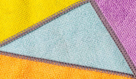 Multicolored Microfiber Pattern. Microfibre Synthetic Fiber Background or Texture. Cleaning Cloth Top View Closeupの写真素材