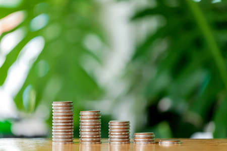 Coins stack growing graph concept, money saving and investment financial,money savings and wealth.