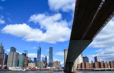 Manhattan Bridge on a sunny dayの写真素材